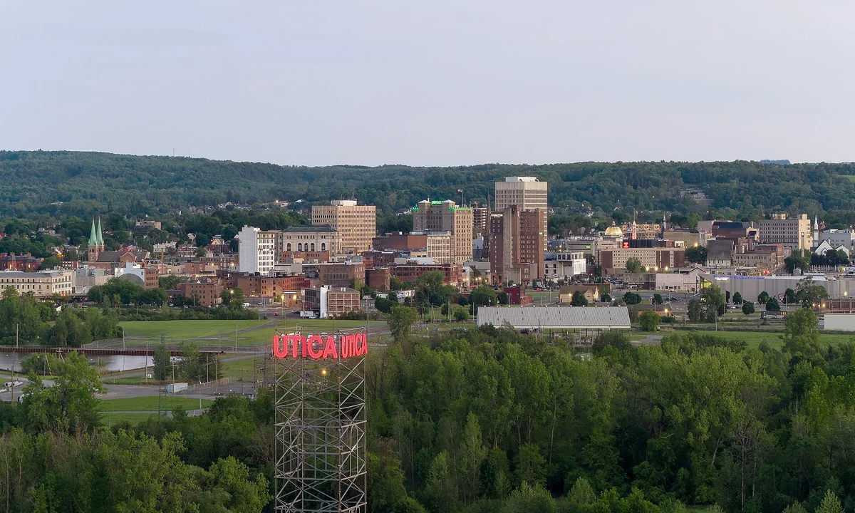 Skyline view of downtown Utica, New York, pictured in 2026