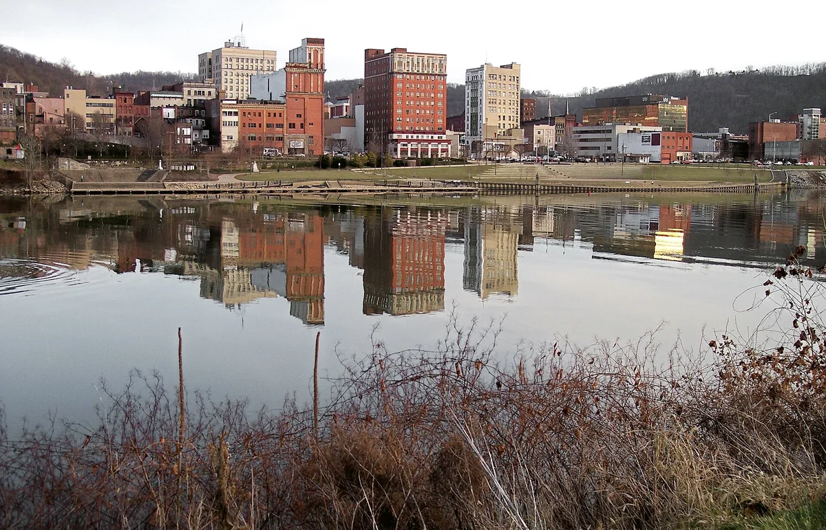 Downtown Wheeling, West Virginia and the Ohio River as viewed from Wheeling Island
