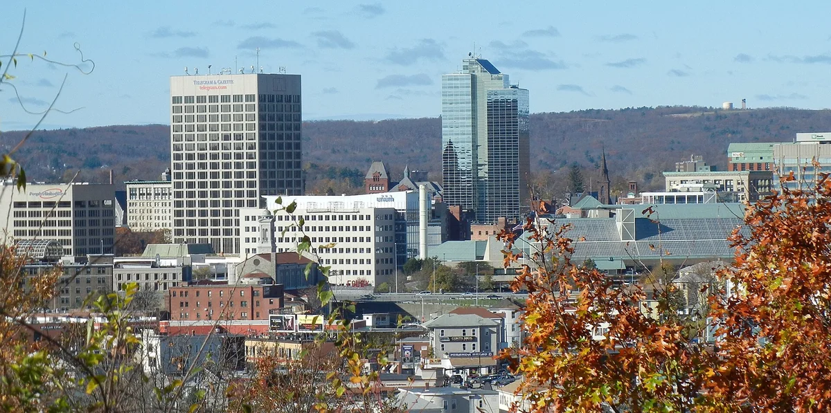 Downtown Worcester, Massachusetts from Norfolk Street on November 4, 2012