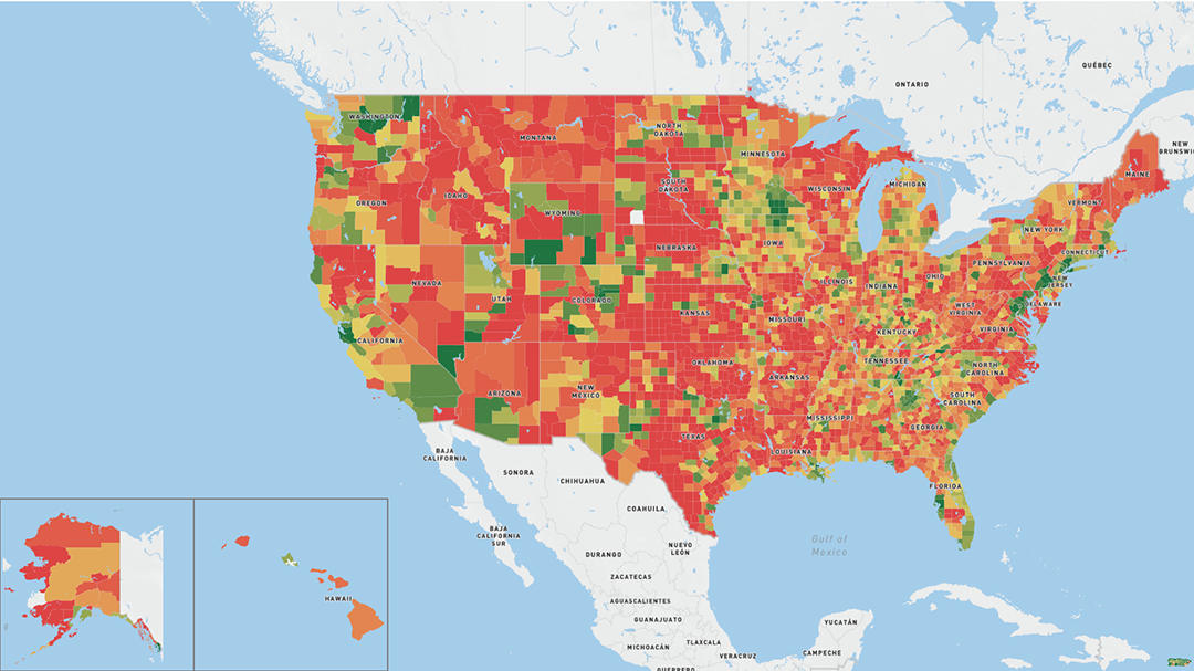 Percent of US homes with 2 or fewer internet providers with speeds over 100 Mbps